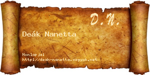 Deák Nanetta névjegykártya